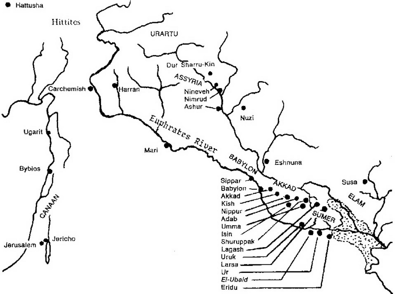 Карта шумерской цивилизации
