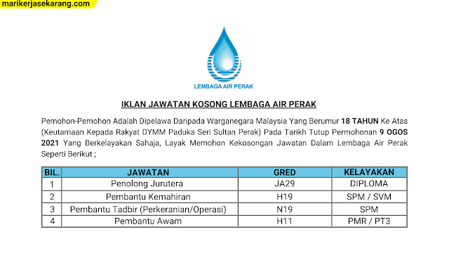 Jawatan kosong lembaga air perak 2021