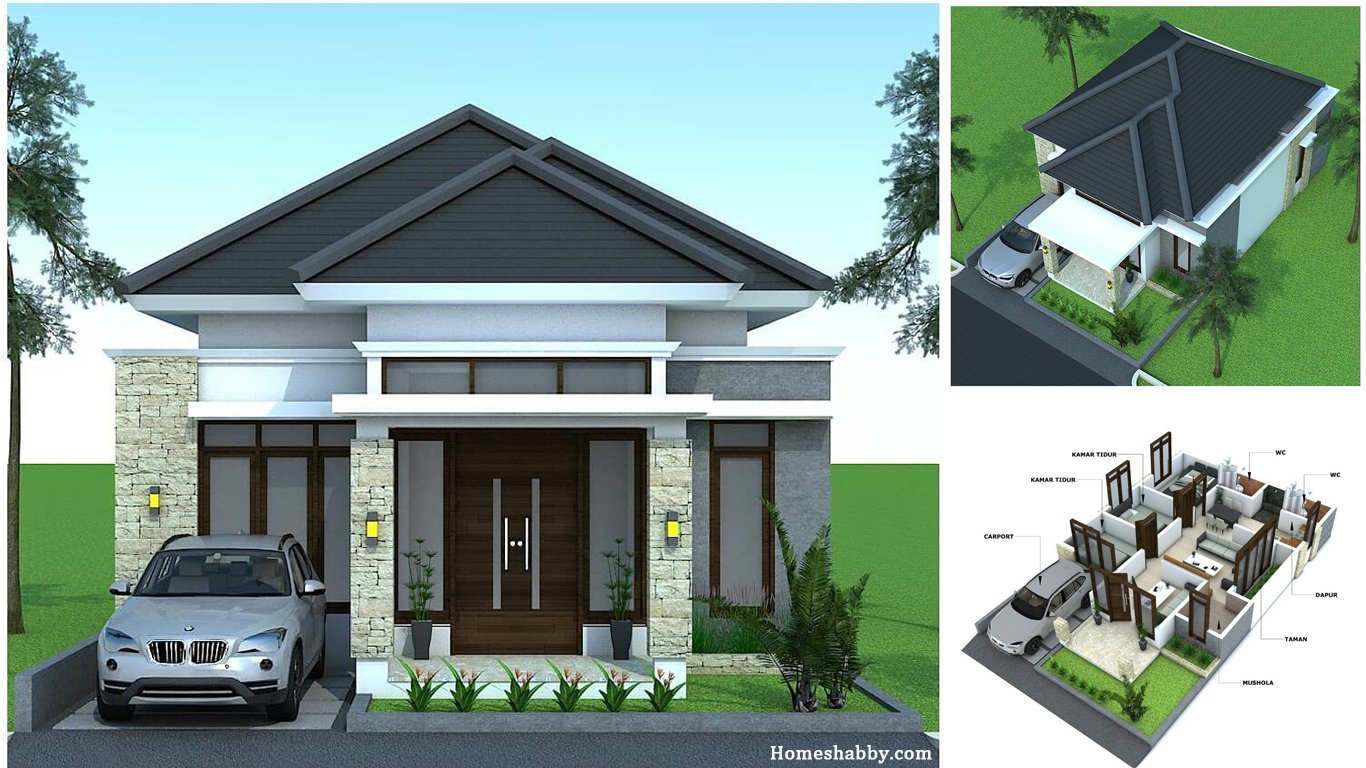 Desain Dan Denah Rumah Minimalis Elegan Dengan Atap Limasan Ukuran Lahan 8 X 13 M Yang Menjadi Tren Di Perkotaan Dan Perkampungan Homeshabby Com Design Home Plans Home Decorating And Interior Design