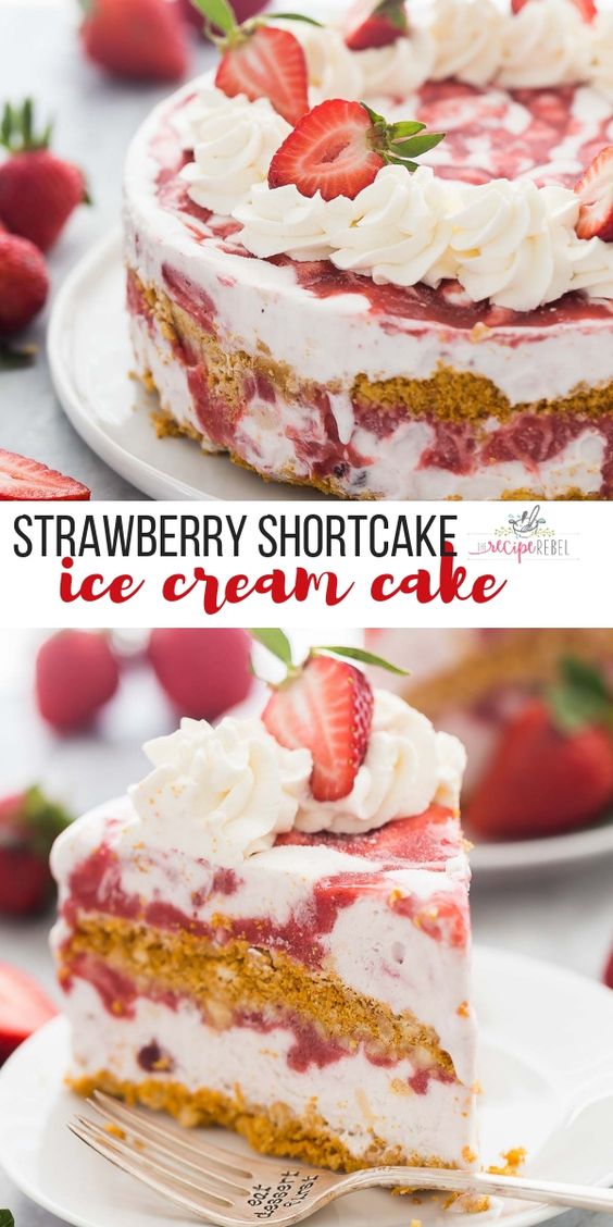 Strawberry Shortcake Ice Cream Cake food and drinks recipes