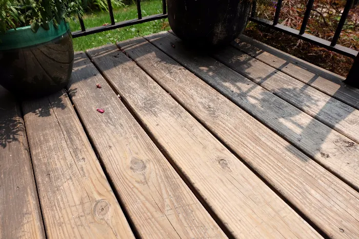 showing how porch stain completely wore away