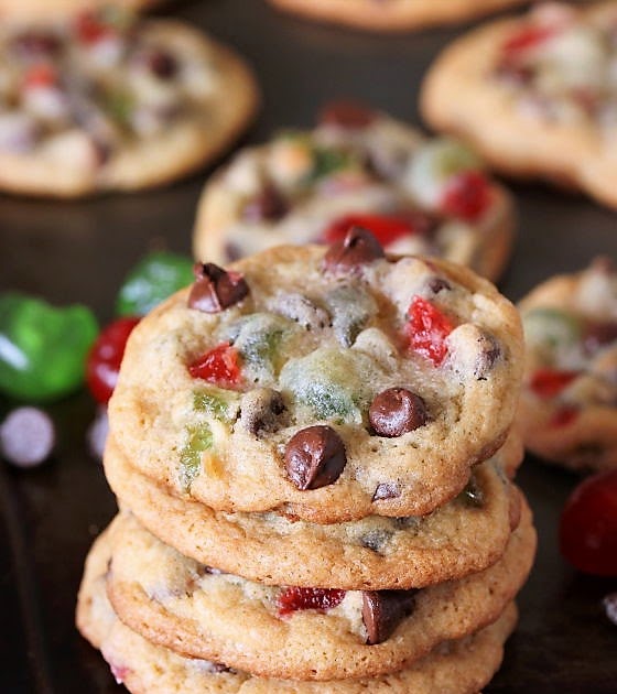 Candied Cherry Christmas Chocolate Chip Cookies The Kitchen is My