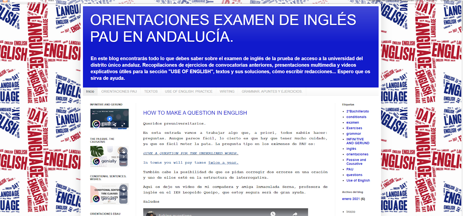 Orientaciones examen de Inglés. PEvAU