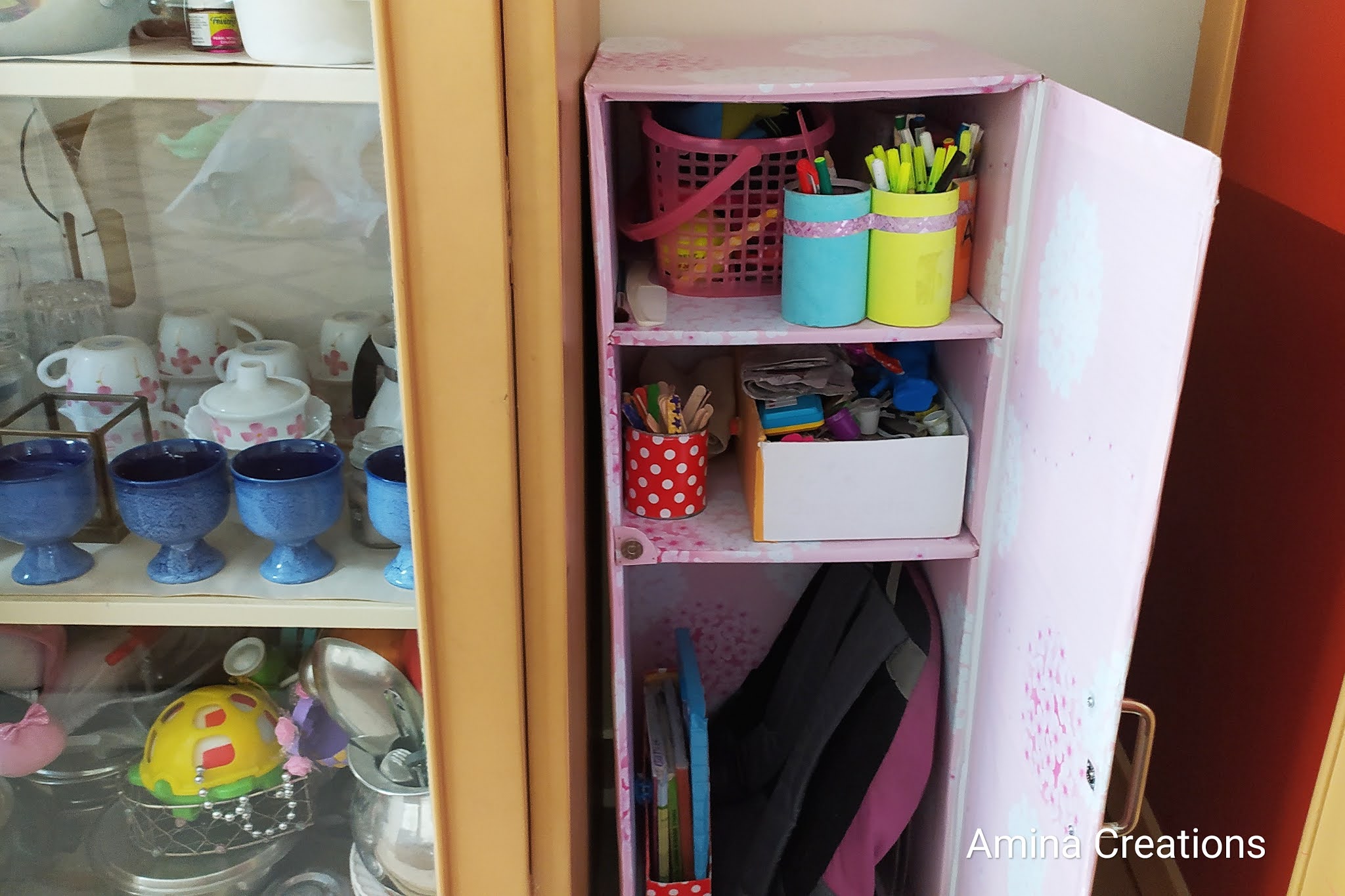 AMINA CREATIONS DIY CARDBOARD CUPBOARD + VIDEO