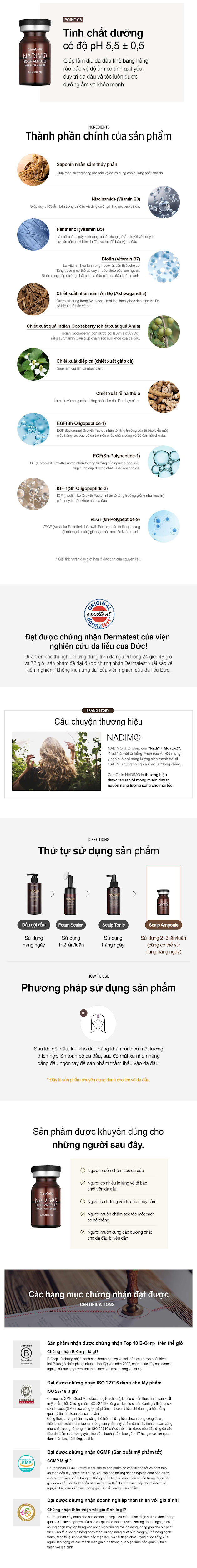 Carecella Nadimo Scalp Ampoule tinh chat duong dac biet chuyen cung cap duong chat cho da dau