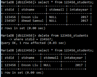 Database Laboratory: Delete Data from Table