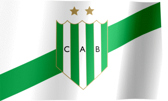 The waving flag of Club Atlético Banfield with the logo (Animated GIF) (Bandera Atlético Banfield)