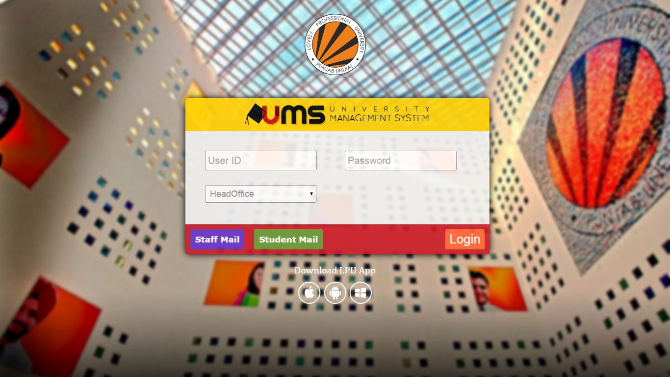 Lovely Professional University UMS (University Management System) Login Page Using HTML and CSS