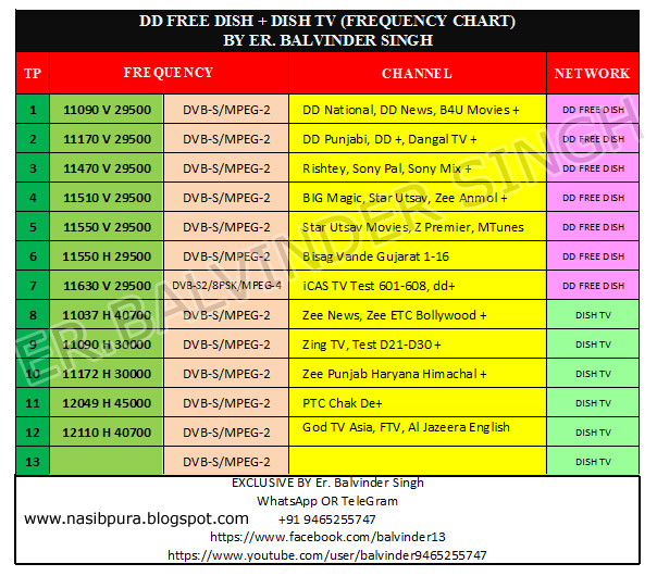 Channel Frequency Chart India