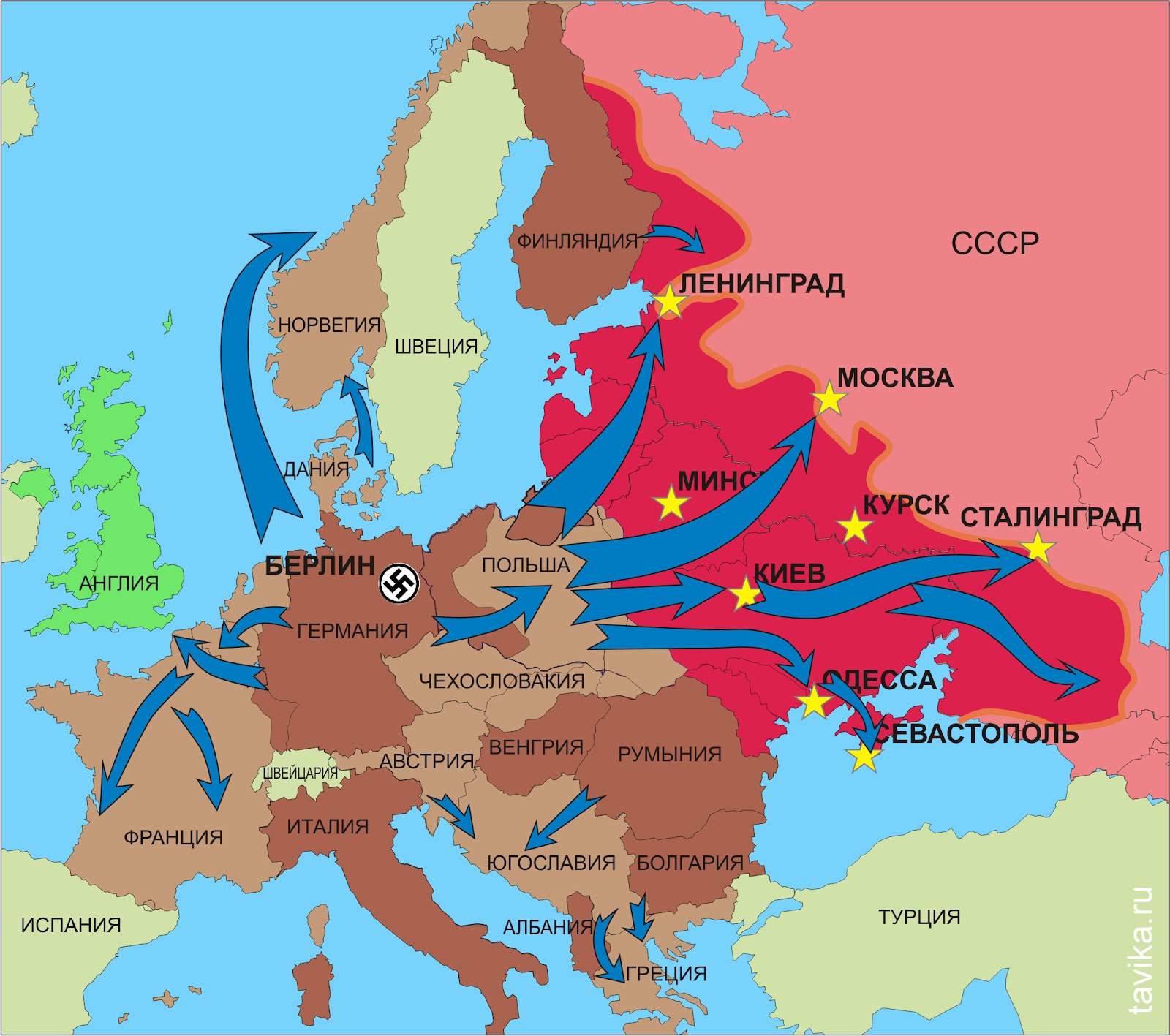 Карта максимального захвата ссср германией