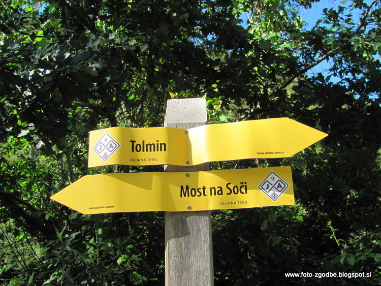 Tolmin - Most na Sočo, Juliana Trail, kažipot Slovenija, S. Primorska, Posočje