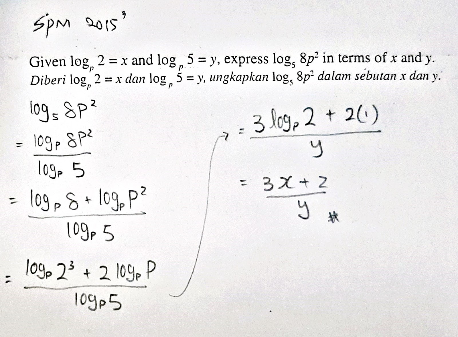 aay TUITION : F4 Add Math (27/4/2020) - Chapter 4 Logarithms - SPM Question