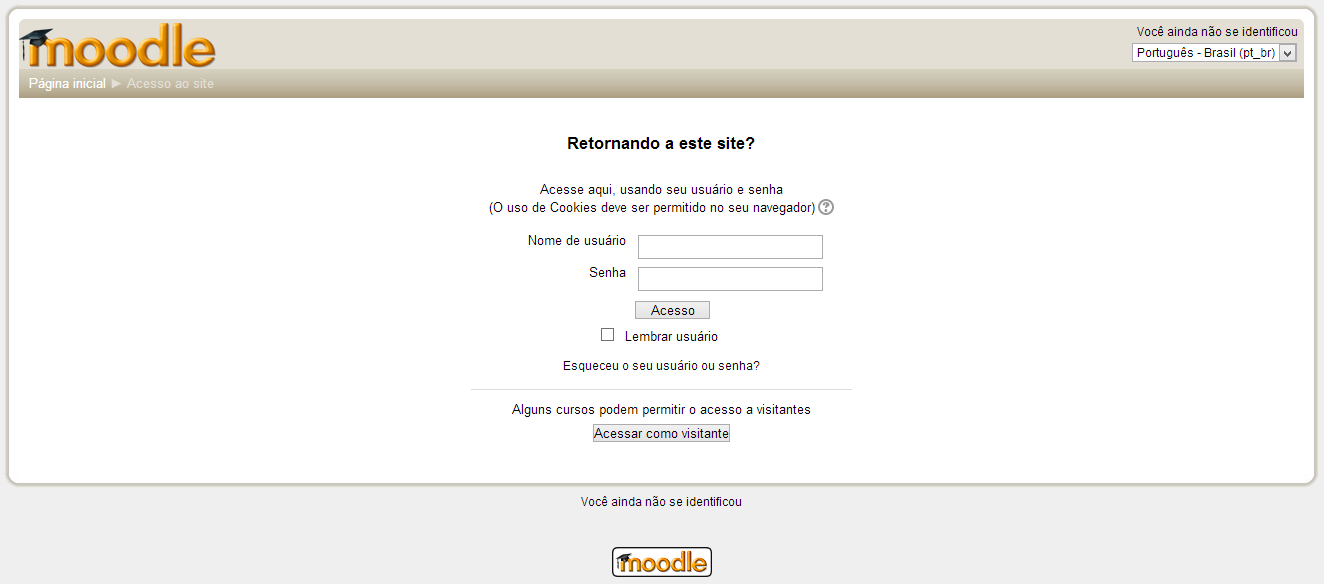 Tela personalizada de login do Moodle