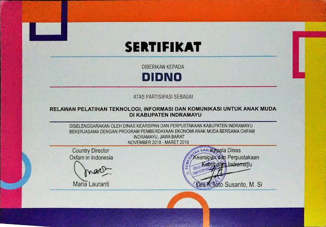 Contoh Sertifikat Kegiatan Pelatihan, Seminar dan