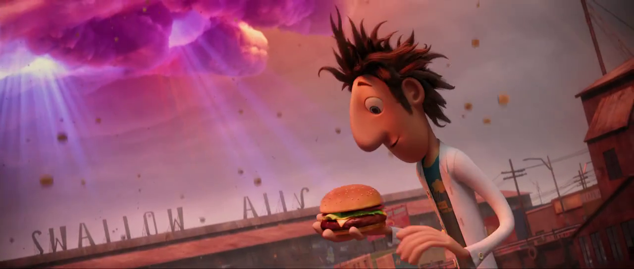 nomnomMovies Cheeseburger rain from Cloudy with a chance of meatballs