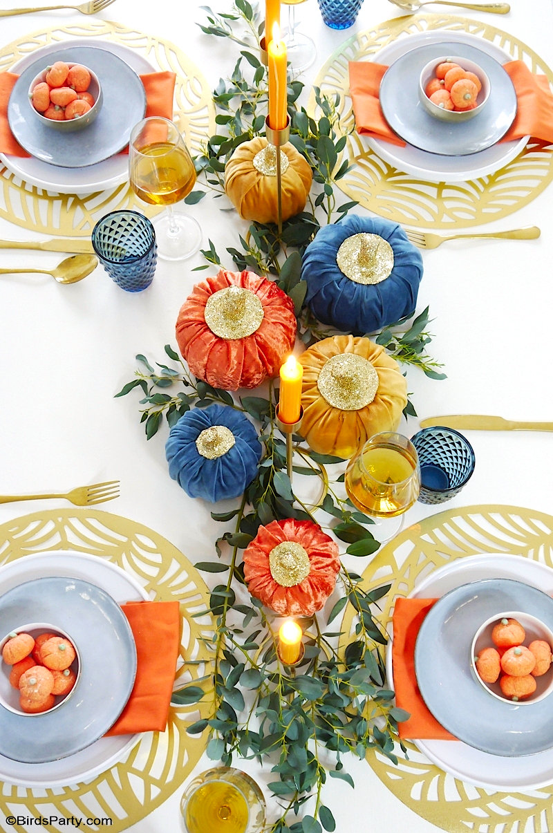 Jewel Toned Modern Thanksgiving Tablescape Party Ideas Party