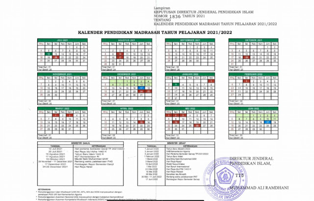 Download Kalender Pendidikan Madrasah 2021/2022 Dirjen Pendis