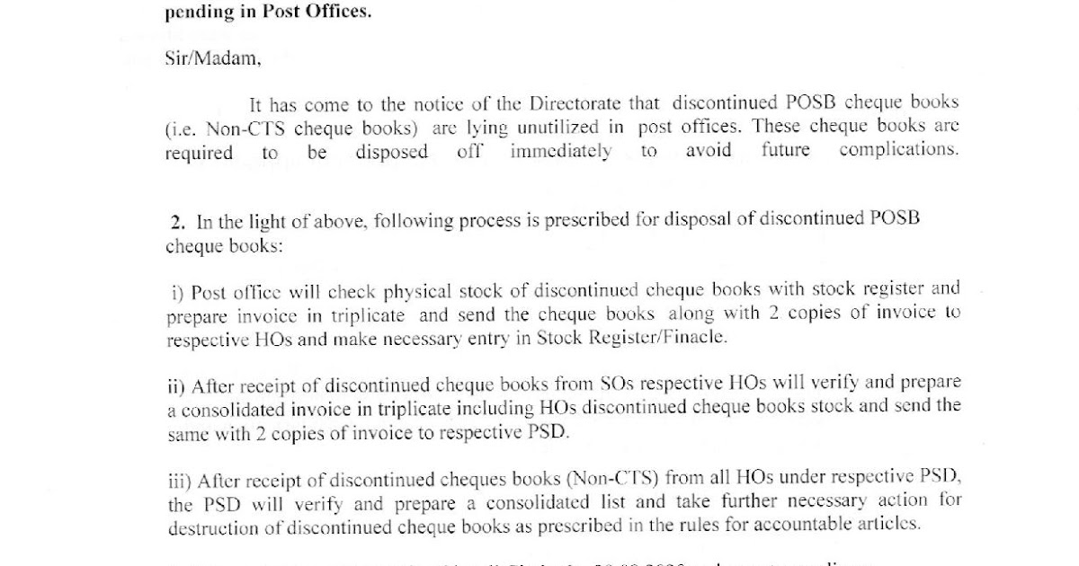 How to dispose POSB Cheque books (Non CTS)