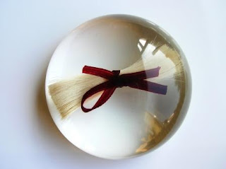 Horse hair and ribbon paperweight