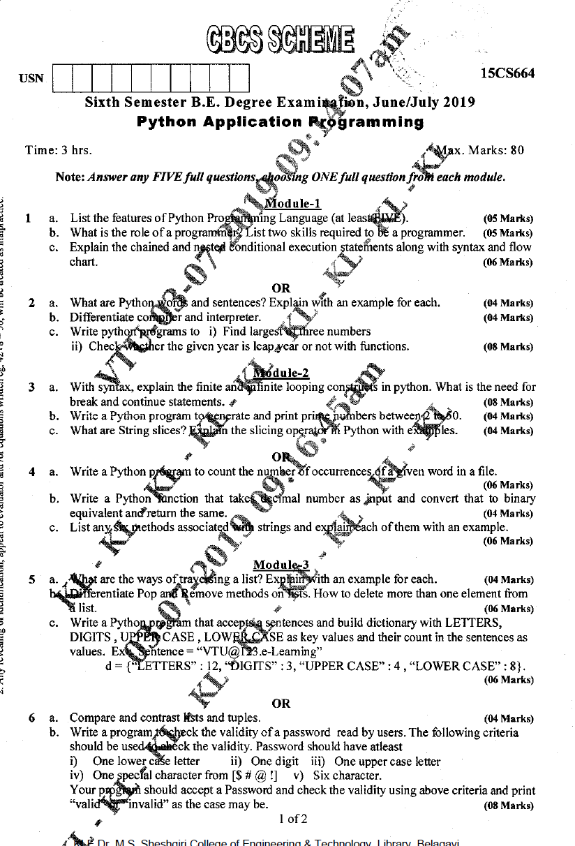 Visvesvaraya Technological University B.E. COMPUTER SCIENCE (CBCS ...