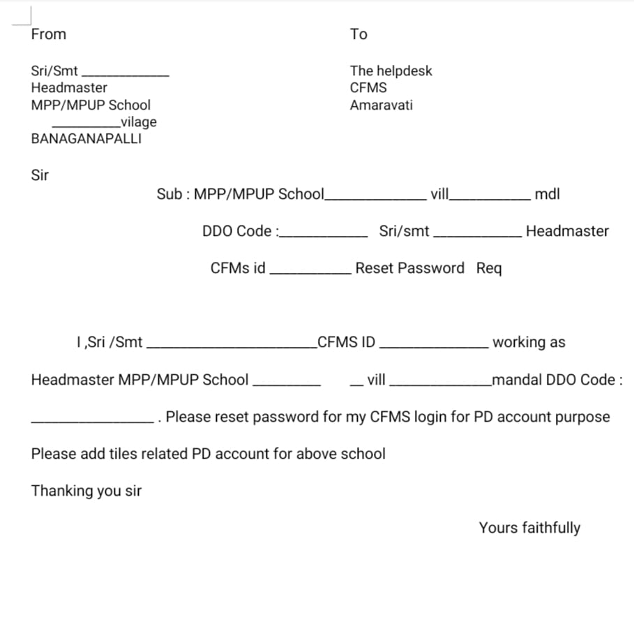 Required Letter for CFMS Password Reset - Leading website for AP and
