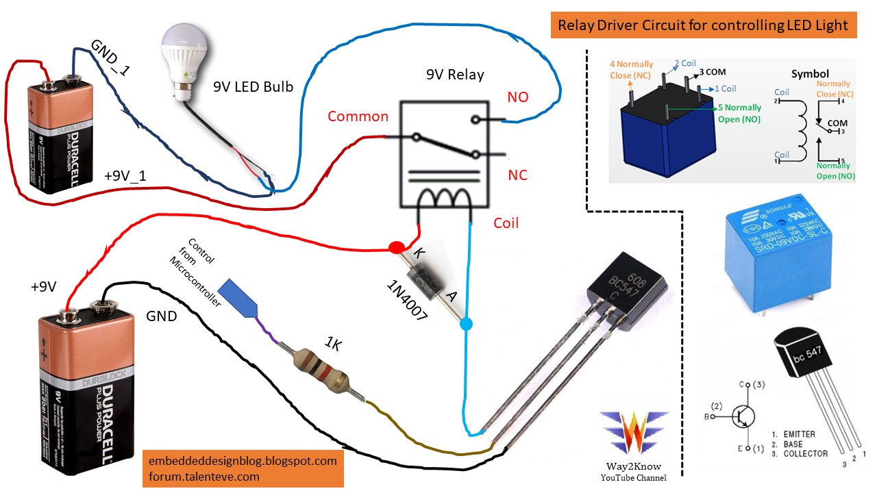 Relay driver circuit for controlling LED Light
