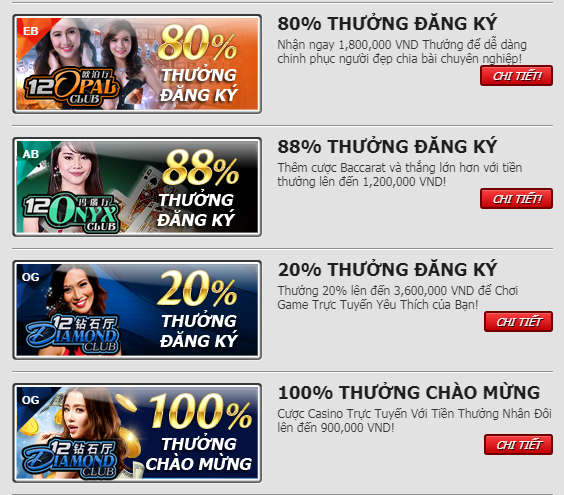 Tặng bạn 10 khuyến mãi chào mừng 18 triệu tại Casino online 12BET Tt1