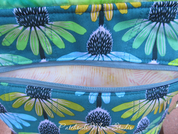 Patchouli Moon Studio~ Large Drawstring Project Knitting Bag in Echinacea Fabric