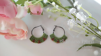 Pendientes en macramé, aros, aretes, Earrings, hoops, earrings in macramé by #AdrianaAbril