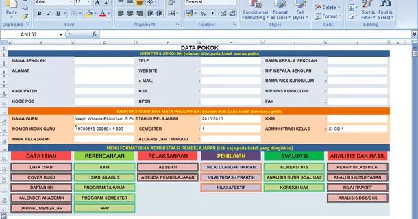 Download Aplikasi Administrasi Guru Mata Pelajaran Format Microsoft Excel Berkas Edukasi