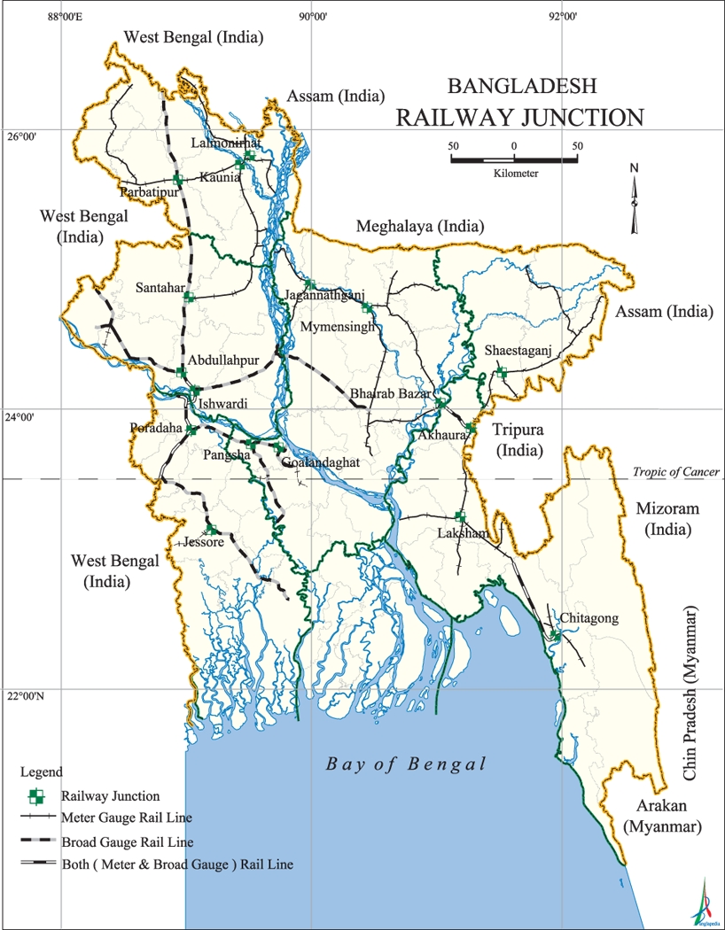 Railway Junctions Map Bangladesh