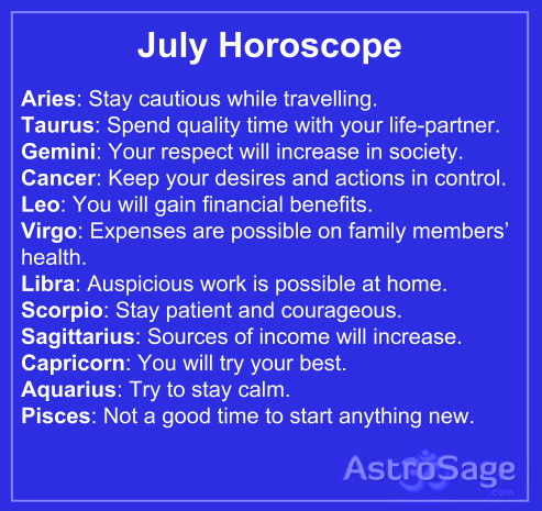 AstroSage Magazine: Monthly Horoscope For July 2015
