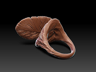 Rings with a Feather. Sophisticated jewelry design. Sculpted jewellery.