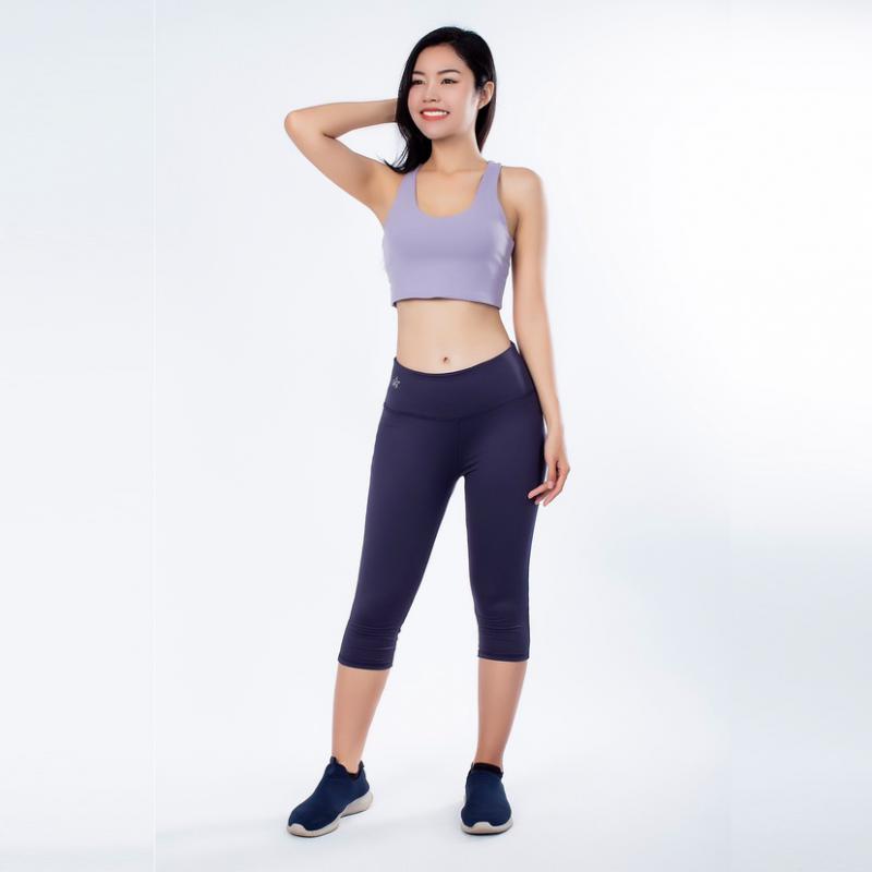 QUẦN TẬP LEGGING LỬNG THỂ THAO NỮ TRƠN AN SA CHỈ NỔI NÂNG MÔNG