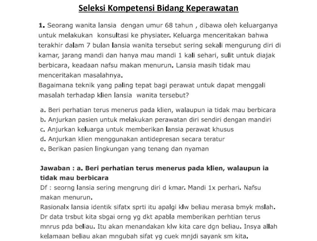 Materi Soal SKB Keperawatan CPNS 2020 (Seleksi Kompetensi Bidang)