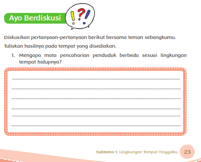 Soal Pintar Kunci Jawaban Tematik Tema 8 Kelas 4 Hal 23 24 Ayo Berdiskusi