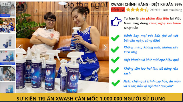 Xịt tẩy rửa, kháng khuẩn nội thất Xwash For Car