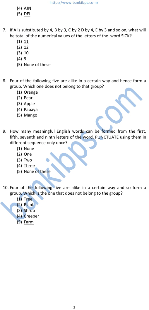 ibps sample question papers