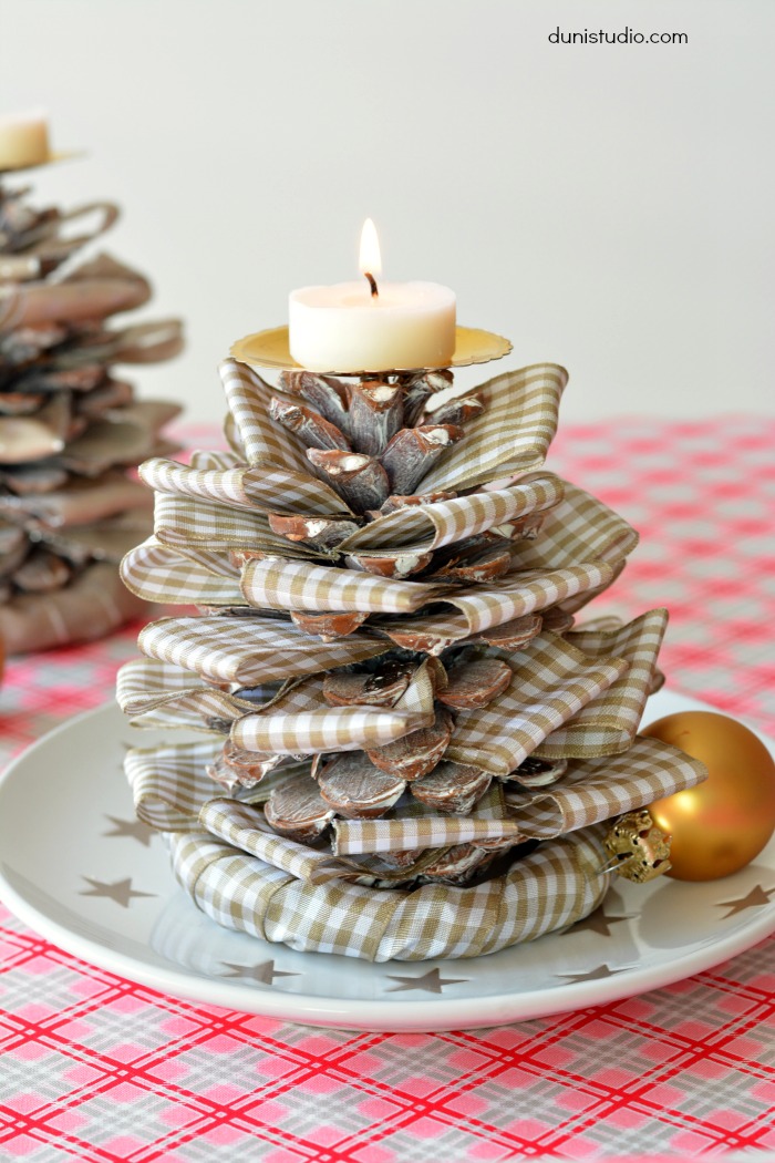 Duni's Studio Rustic pine cone candle holders