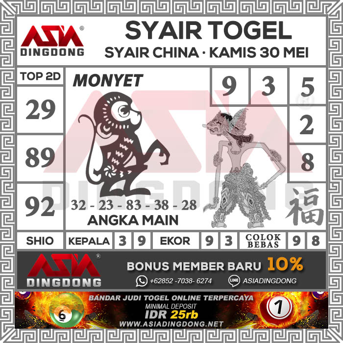 Prediksi Syair China Hari Kamis Tanggal 30 Mei 2019 Situs Cara Pasang
