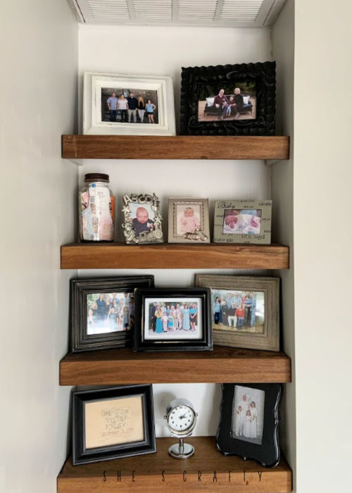 She's Crafty 11 Ideas for Shelves Around Your Home