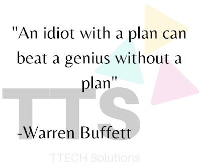 A pic showing logo of TTECH Solutions with Good Top Quote of Warren Buffett, Positive Quote, Good Short Quote Category, Best Quote of the Day