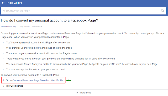 how can i create my facebook profile to Facebook Page, create a facebook page very easily, make a facebook page, personal facebook account to facebook page, Convert Personal Facebook Account to Facebook Page,