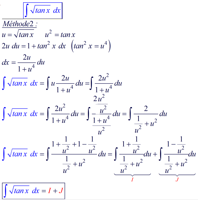 Int Sqrt Tan X Une Autre Technique Pour Calculer Cette Primitive