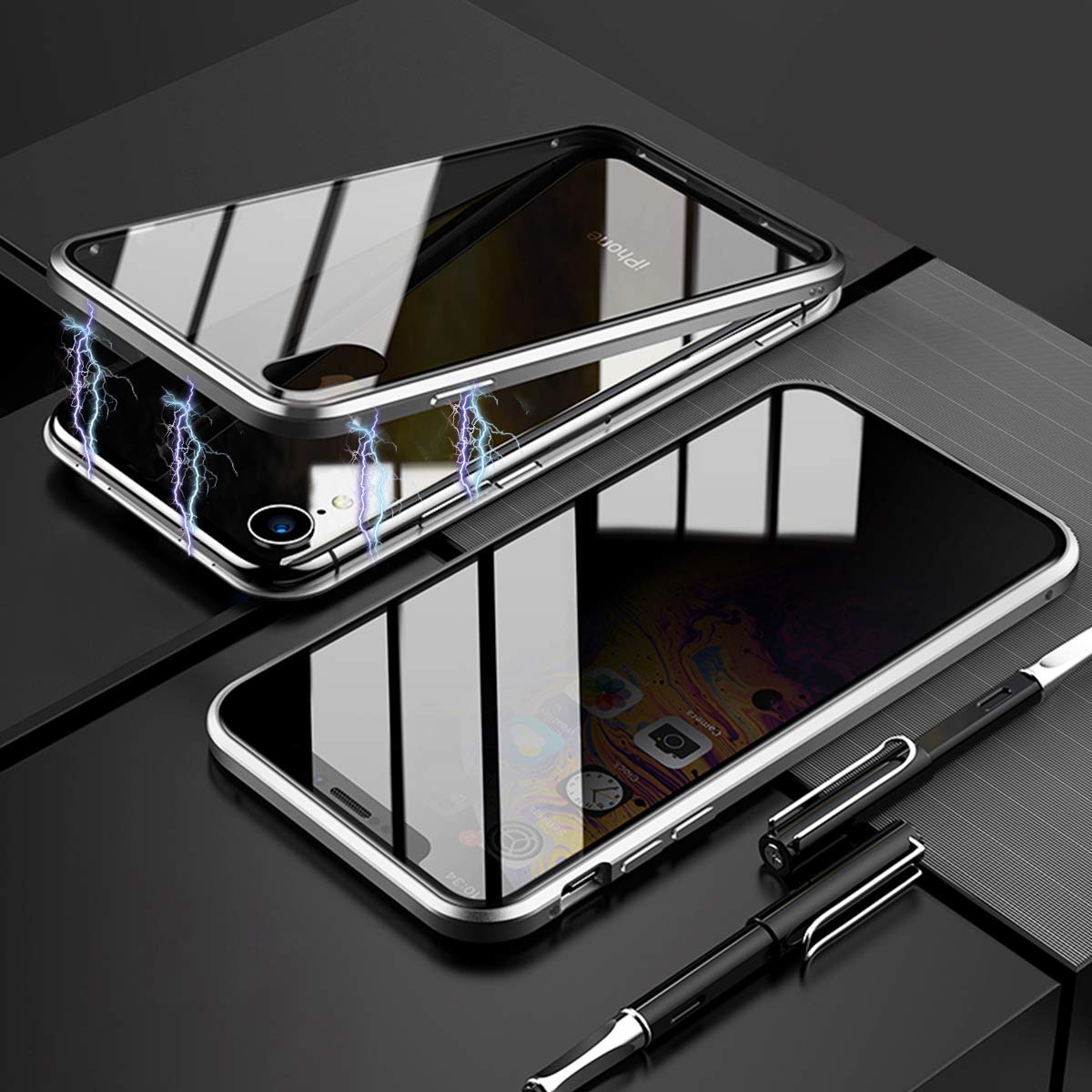 Privacy Phone Case for iPhone Silver iPhone 6/6s/6+/6s+/7+/8+ X/XS/XR/ XS MAX Privacy Phone Case for iPhone Silver iPhone 6/6s/6+/6s+/7+/8+ X/XS/XR/ XS MAX