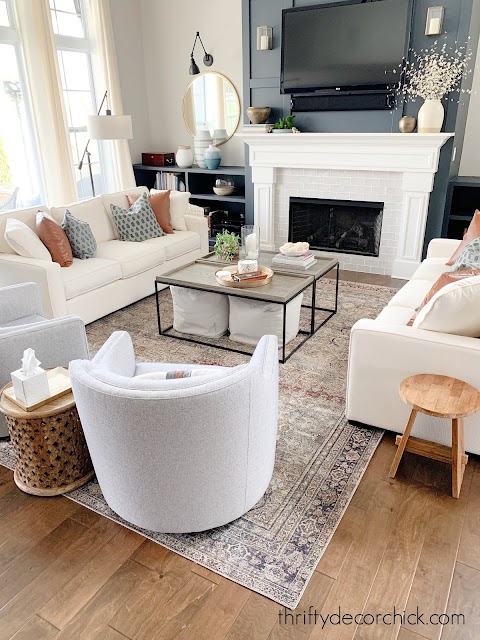 Two sofas facing each other living room