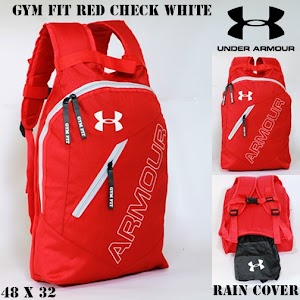 TAS RANSEL UNDER ARMOUR GYM FIT MERAH LIS PUTIH TAS RANSEL UNDER ARMOUR GYM FIT MERAH LIS PUTIH
