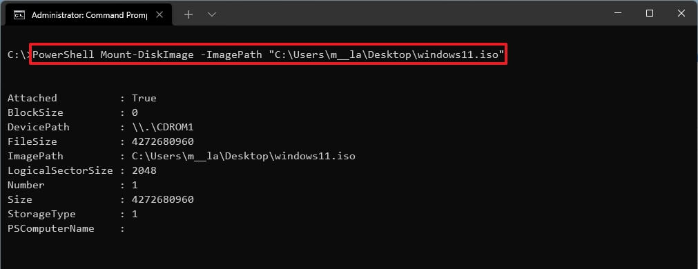 powershell mount windows 11 iso