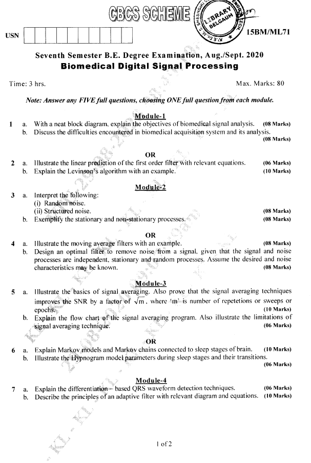 Visvesvaraya Technological University B.E. (CBCS) Seventh Semester 15BM