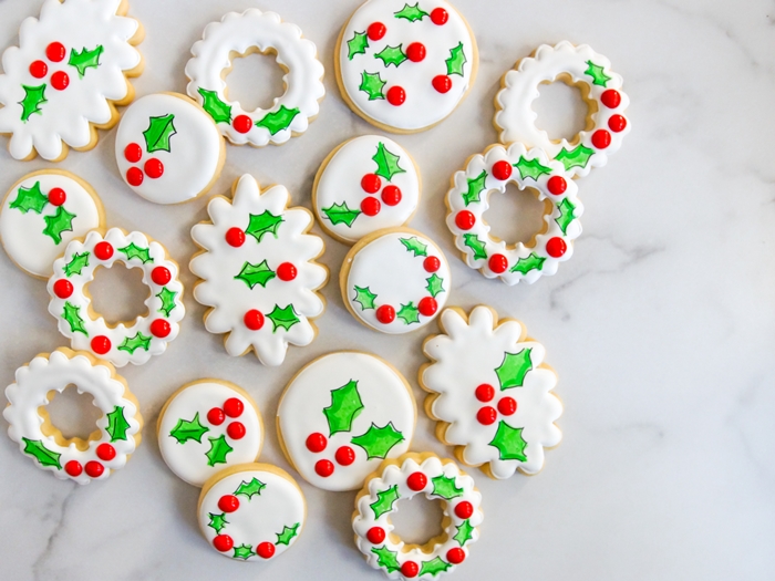 Holly Berry Decorated Cookies